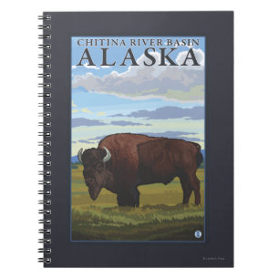 Caderno Espiral Bison Scene - Bacia do Rio Chitina, Alasca