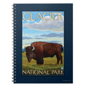 Caderno Espiral Bison Scene - Glacier National Park, MT