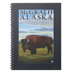 Caderno Espiral Bison Scene - McGrath, Alaska