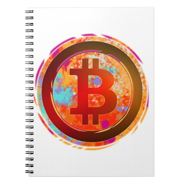 Caderno Espiral Bitcoin - Dinheiro Cripto Colorido (Frente)