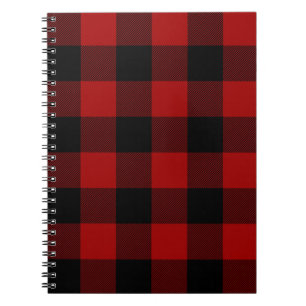 Caderno Espiral Black and Red Buffalo Plaid
