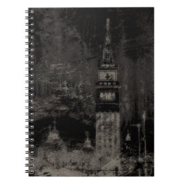 Caderno Espiral Black and Taupe Distress Skyline Veneice Itália
