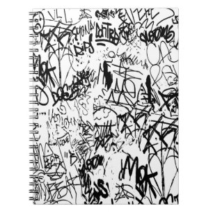 Caderno Espiral Black and White Graffiti Abstract Collage