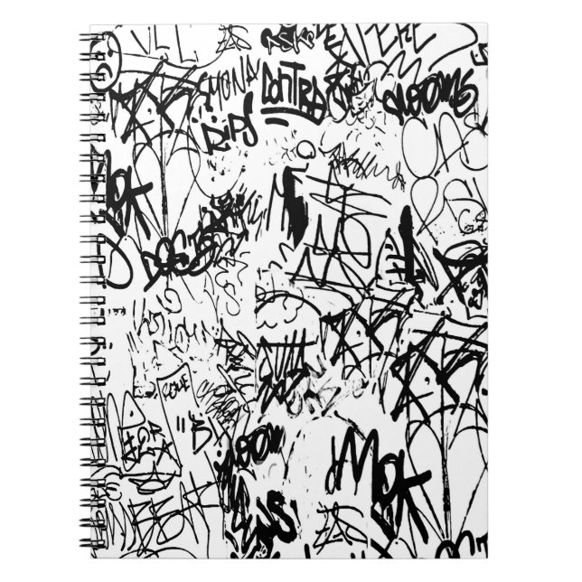 Caderno Espiral Black and White Graffiti Abstract Collage (Frente)