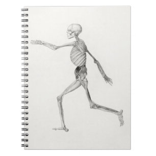 Caderno Espiral Black and White Human Walking Skeleton