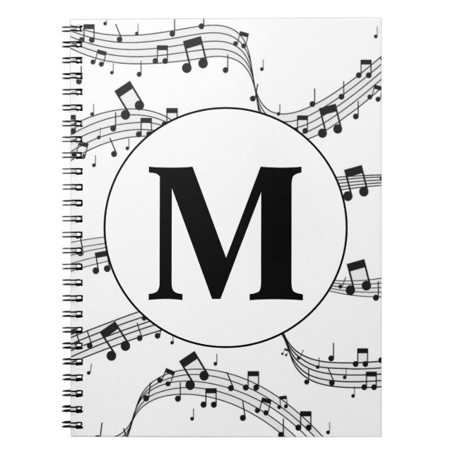 Caderno Espiral Black and White Music Note Monogram  (Frente)