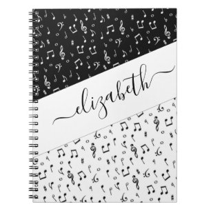 Caderno Espiral Black and white musical personalized