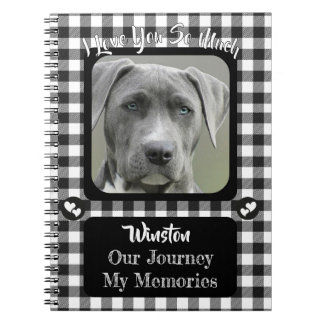Caderno Espiral Black and White Pattern Pet Photo Memorial Journal