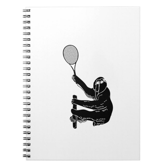 Caderno Espiral Black and White Sloth With Tennis Racket (Frente)