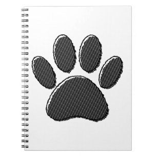 Caderno Espiral Black and White Striped Puppy Paw Print