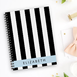 Caderno Espiral Black and White Stripes, Stripes, Linhas, Seu Nome
