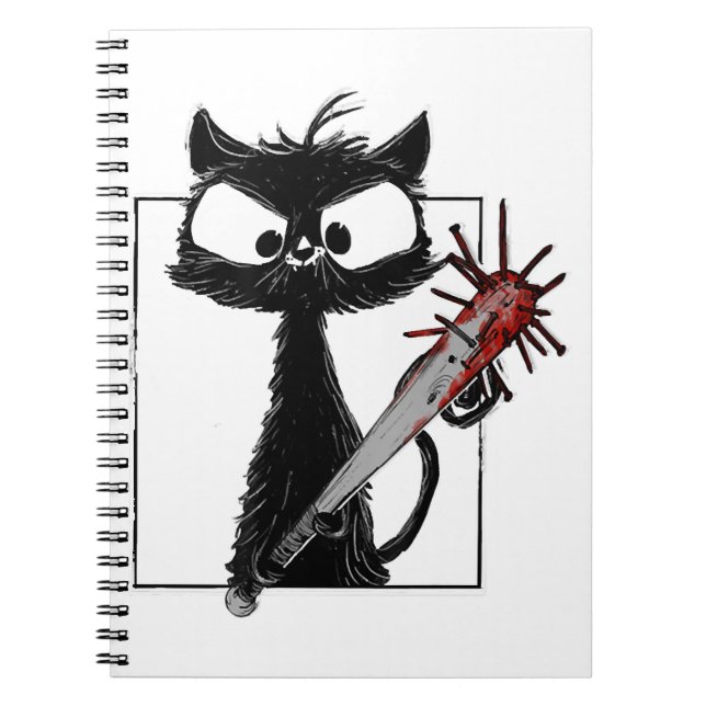 Caderno Espiral Black Cat Baseball Horror Halloween (Frente)