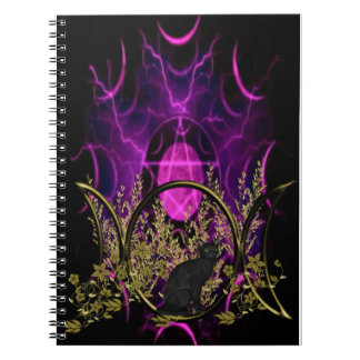 Caderno Espiral Black Cat Triple Moon Symbol