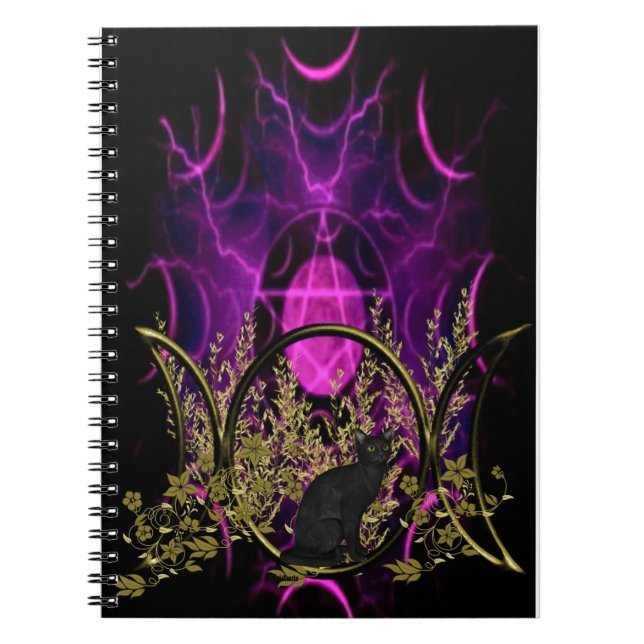 Caderno Espiral Black Cat Triple Moon Symbol (Frente)