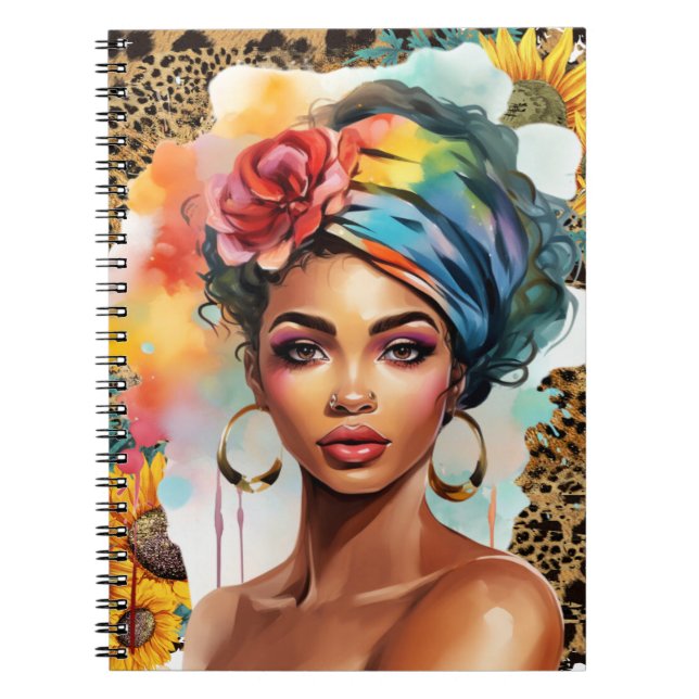 Caderno Espiral Black Christian woman African American melanin sis (Frente)