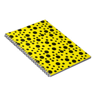 Caderno Espiral Black Dot Pattern Design on yellow BG