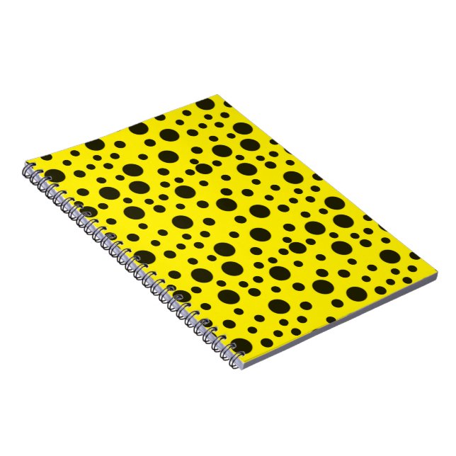 Caderno Espiral Black Dot Pattern Design on yellow BG    (Lado Direito)