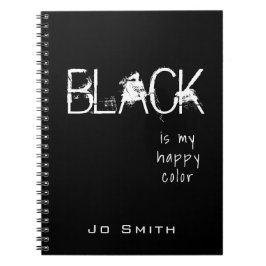 Caderno Espiral BLACK é minha cor feliz - personalizada