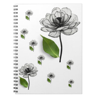 Caderno Espiral black flower