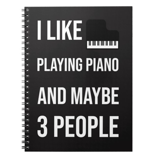 Caderno Espiral Black Funny Piano Accessories Gifts Pianist Humor (Frente)