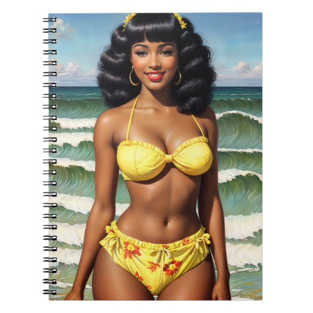 Caderno Espiral Black Girl Pinup Melanin Bikini Model (Frente)