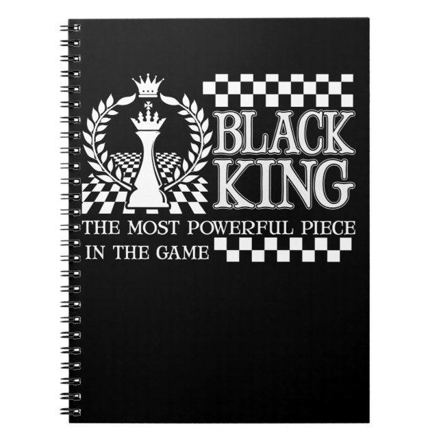Caderno Espiral Black King Chess Piece Black African American Men (Frente)