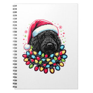 Caderno Espiral Black Labradoodle Árvore de Natal Xmas Luz Doodal