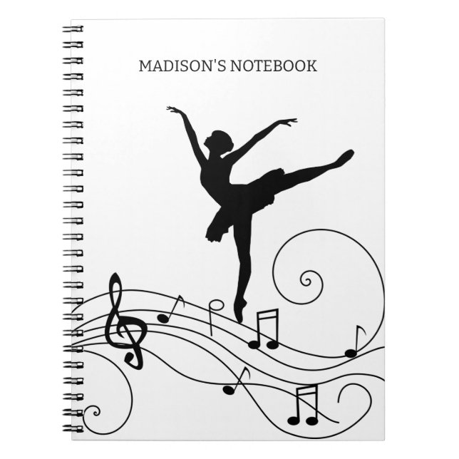 Caderno Espiral Black Music Notes e Ballerina (Frente)