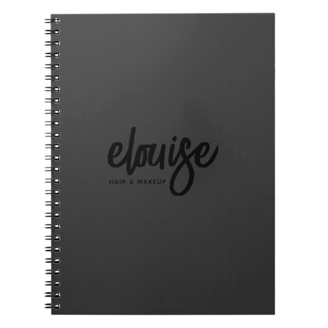 Caderno Espiral Black on Black Modern Brusn Script Beauty Business (Frente)