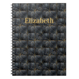Caderno Espiral Black Onyx Tiled Pattern Name Monogram