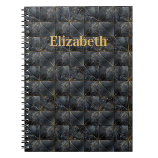 Caderno Espiral Black Onyx Tiled Pattern Name Monogram