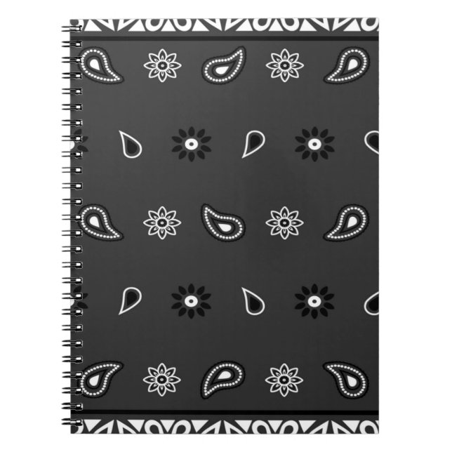 Caderno Espiral Black Paisley Bandana Birthday Hip Hop Rap Scarf (Frente)