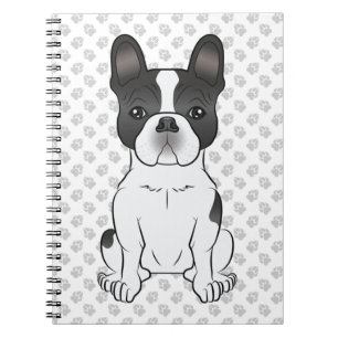 Caderno Espiral Black Piebald French Bulldog / Frenchie Dog & Paws