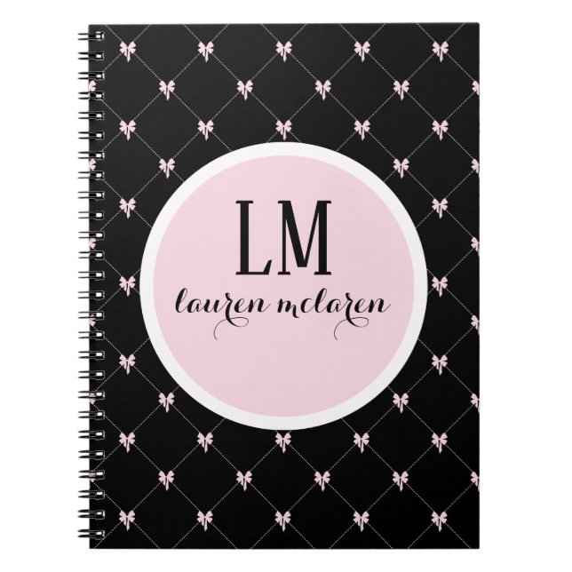 Caderno Espiral Black & Pink Bow Monogram (Frente)
