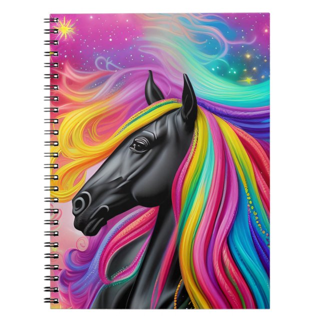 Caderno Espiral Black Stallion Colorful Mane (Frente)