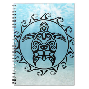 Caderno Espiral Black Tribal Turtle Sun