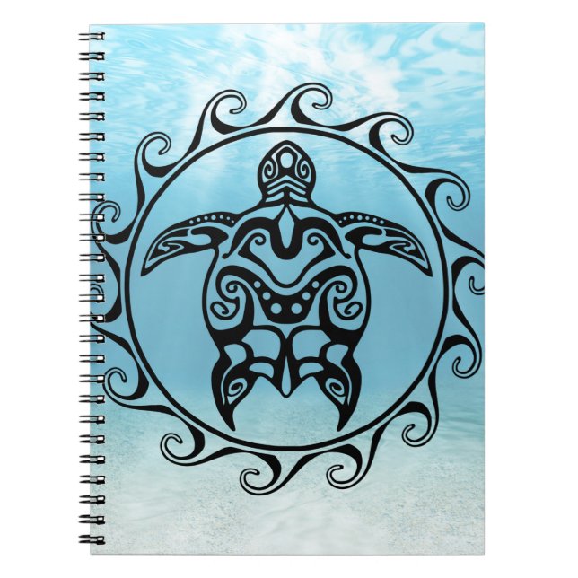 Caderno Espiral Black Tribal Turtle Sun (Frente)