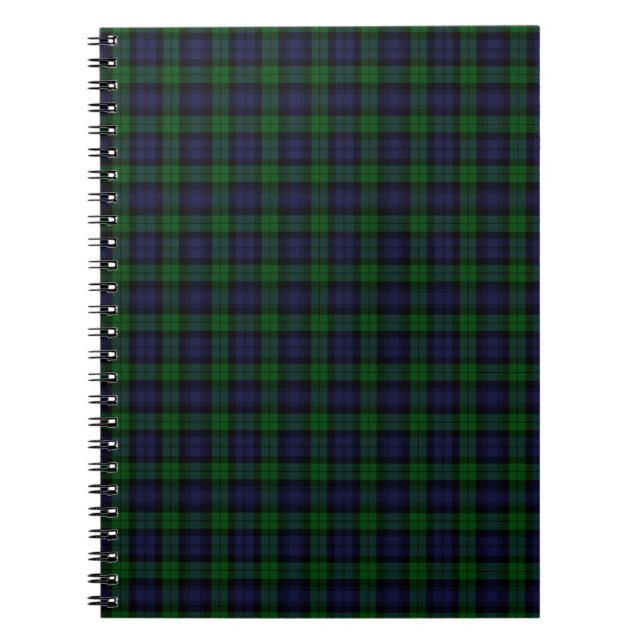 Caderno Espiral Black Watch Tartan Xadrez Scottish Xadrez Patterno (Frente)