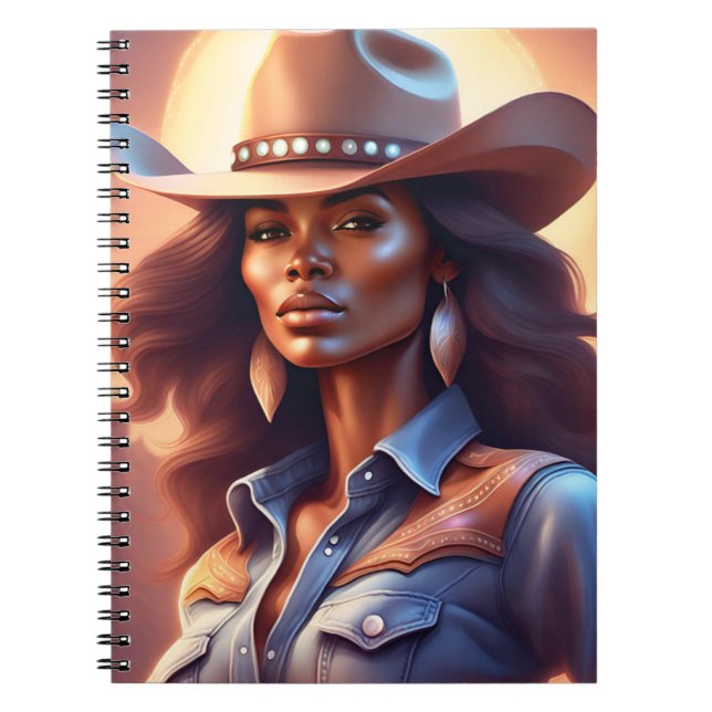 Caderno Espiral Black Western Cowgirl Denim (Frente)