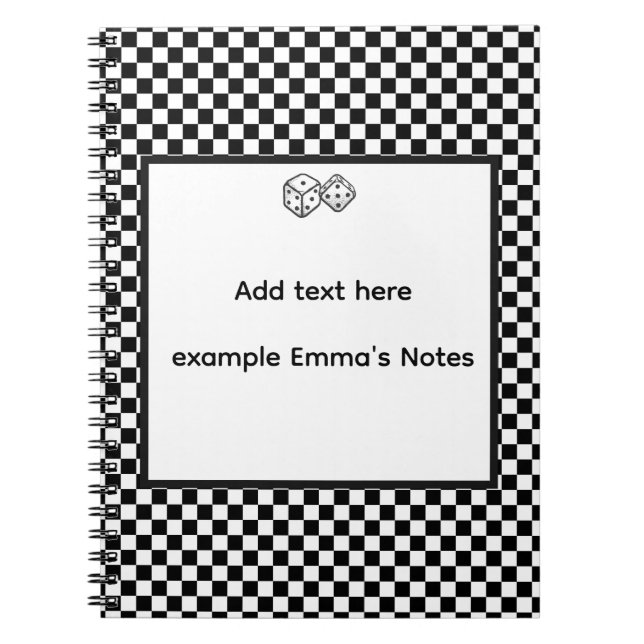 Caderno Espiral Black & White Checkerboard Notepad | Editable Pers (Frente)