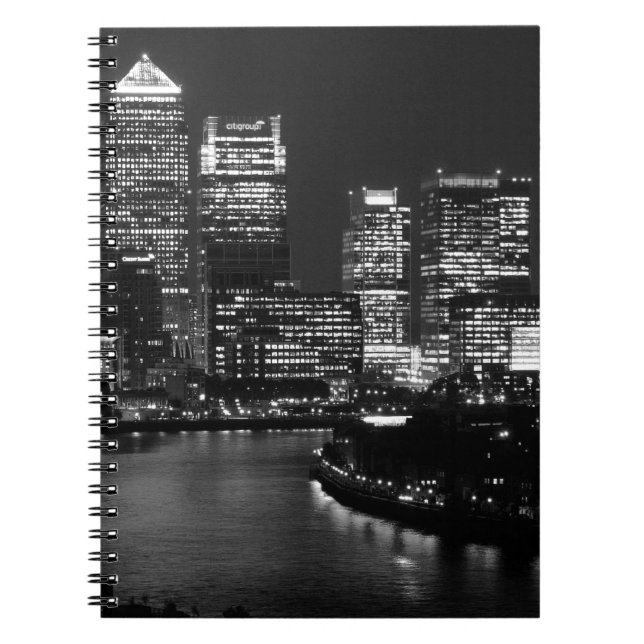 Caderno Espiral Black White City Night UK Viagem (Frente)