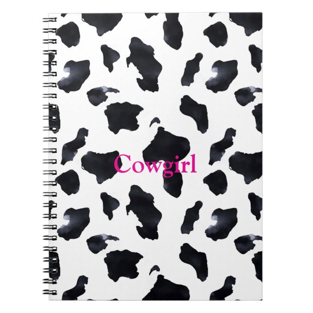 Caderno Espiral Black White Cow Print Cowgirl (Frente)