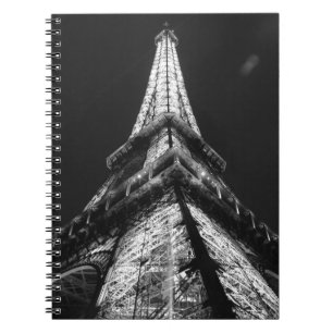 Caderno Espiral Black White Eiffel Tower Paris Europe Viagem