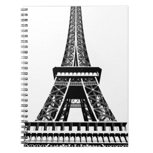 Caderno Espiral Black White Eiffel Tower Paris França Art Trabalho