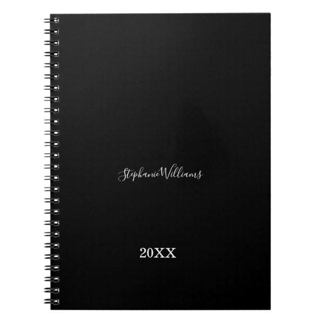 Caderno Espiral Black White Elegant Custom Name Year Gift Favor (Frente)