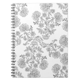 Caderno Espiral Black White Floral