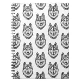 Caderno Espiral Black & White Ink & Watercolor Siberian Husky
