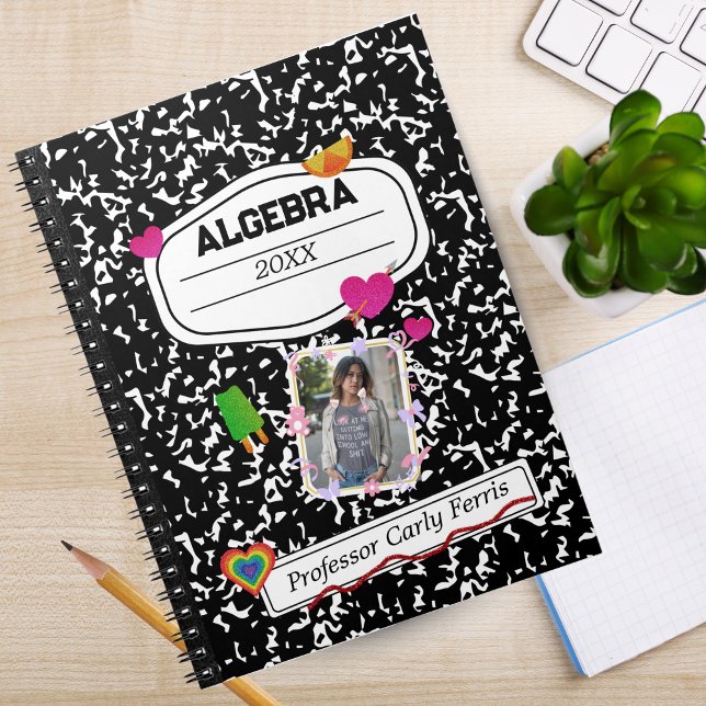 Caderno Espiral Black White Teen Collage Custom Photo Notebook (Black White Teen Collage Custom Photo Notebook)
