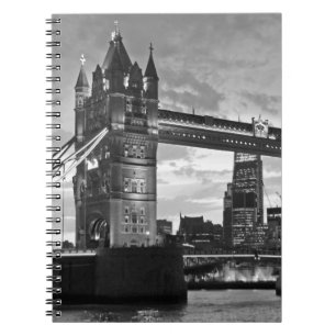 Caderno Espiral Black White Tower Bridge UK Viagem