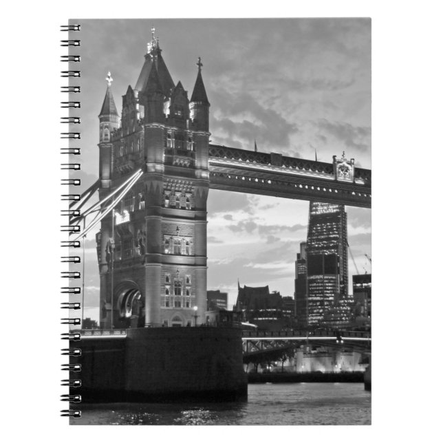 Caderno Espiral Black White Tower Bridge UK Viagem (Frente)